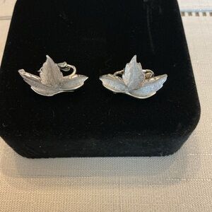 Coro Silver Tone Clip-On Leaf Earrings